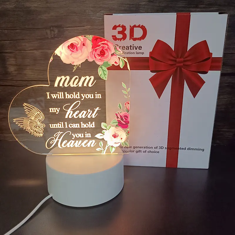 Lampu malam 3d motif warna UV, ibu, ayah Hari Valentine pengakuan suasana kamar tidur lampu hadiah cinta