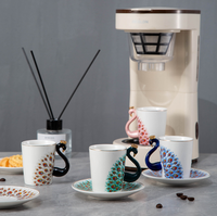 Ensemble de café et de thé en céramique moderne de luxe écologique avec 6 tasses et 6 assiettes