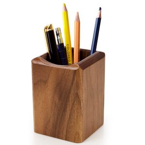 Natural Square Wooden <b>Pen</b> Holder Solid Wood Desktop Stationery Storage <b>Box</b> For Office Supplies - Product Image 2