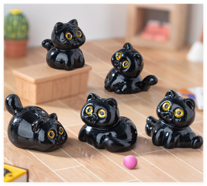 Resina in miniatura nero gatto all'ingrosso animali Mini figure giocattoli <span class=keywords><strong>fata</strong></span> giardino figurine 3d per bambini da collezione acquario decorazione - Product Image 3