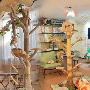 كبيرة صلبة شجرة شجرة يدوية الصنع حامل خشب طبيعي فاخر القط لعب ديكور غرفة المعيشة هدية - Product Image 5