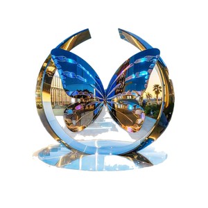 Fuente Abstracta de Acero Inoxidable, Diseño Contemporáneo, Instalación Artística de Agua Comercial Duradera - Product Image 1