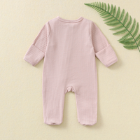 Combinaison pour bébé nouveau-né RTS, automne, 0-3 mois, fermeture éclair bidirectionnelle, pyjama à manches longues, uni, body à pieds