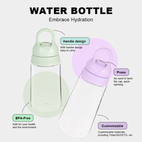 Bouteille anti-fuite sans BPA, type pression, bouteilles en plastique durables de haute qualité avec poignée