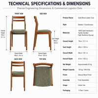 Chaise de salle à manger rembourrée à dossier échelle en bois finition noyer zzl pour restaurants, cafés, hôtels, hôtellerie et intérieurs commerciaux