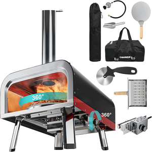 <span class=keywords><strong>Four</strong></span> à <span class=keywords><strong>pizza</strong></span> au gaz en acier inoxydable de petite taille, moderne, portable, de 16 pouces, à poser au sol, pour l'extérieur, de style napolitain - Product Image 6