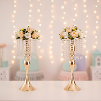 Support à fleurs en métal et cristal de style moderne et luxueux, 20 cm x 38 cm, pour mariages, fêtes, décorations de la maison, centres de table