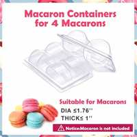 Boîte à 4 compartiments pour macarons, petits gâteaux, conteneurs de rangement transparents en plastique, présentoirs d'emballage pour macarons, idéal pour les boulangeries