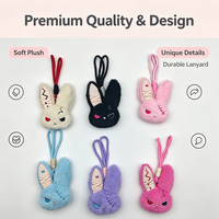 Porte-clés en peluche lapin d'Halloween avec broderie unique, jouet en peluche lapin, breloque souple portable pour sac à dos
