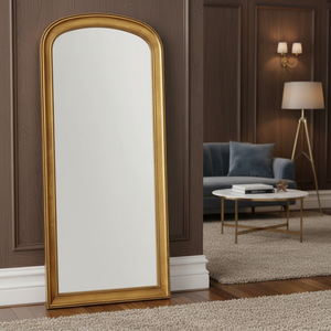 Specchio da Parete <span class=keywords><strong>Vintage</strong></span> con <span class=keywords><strong>Cornice</strong></span> Dorata ad Arco, Specchio Decorativo Classico con <span class=keywords><strong>Cornice</strong></span> in Legno per Bagno e Soggiorno, per Arredamento Casa - Product Image 4