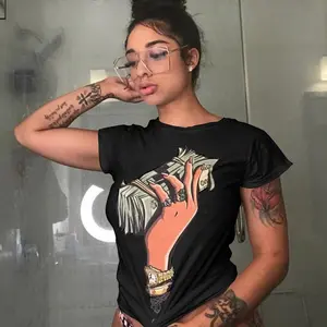 Hot Koop Grafische T-shirt Vrouwen Blouses Tops Shirt Casual Geld Print Crop Tops T-shirts Vrouwen Korte Mouw Trendy Tops voor Vrouwen