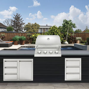 Parrilla <span class=keywords><strong>de</strong></span> <span class=keywords><strong>Gas</strong></span> Modular Integrada <span class=keywords><strong>de</strong></span> Acero Inoxidable <span class=keywords><strong>de</strong></span> Lujo Moderna a Precio Económico con 4 Quemadores y Seguridad contra Llamas - Product Image 1