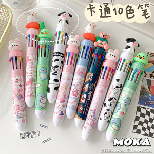 Stylo bille Moka Cartoon 10 couleurs, type pression, plastique, multifonction, pour étudiants, usage promotionnel - Product Image 2