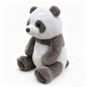 Customized Gray Panda Plush Toy, Sitting Panda Stuffed Animal <b>Cute</b> Panda Plushie, Soft Black-and-White Panda Plush - Product Image 2