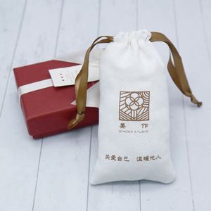 Eco Friendly <b>Drawstring</b> Dust Bag Custom logo Printed White Cotton Twill Watch <b>Pouch</b> - Product Image 6