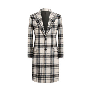 Manteau en laine haut de gamme pour hommes nouveau Style britannique <span class=keywords><strong>Tweed</strong></span> écossais Plaid Suit Flat Front Zipper Fly Single Breasted Long Made Worsted - Product Image 1