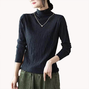 Suéter Casual Estampado de Cuello Alto para Mujer, Ropa Interior de Otoño Invierno, Ajuste Delgado, Tejido de Punto, Capa Base, Manga Larga, Ligero - Product Image 4