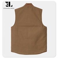 LARSUR Gilet de travail en toile personnalisé de canard lourd pour hommes Gilet cargo à doublure matelassée Gilet court sans manches Veste Streetwear Hiver