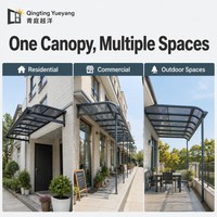 Auvent moderne en aluminium avec toit en polycarbonate, abri imperméable incurvé pour jardin, patio, couloir