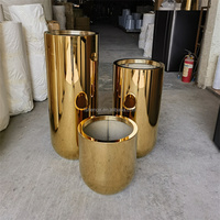 Vas besi luar ruangan Modern, Pot pohon besar dan Pot bunga Stainless Steel vas lantai logam untuk dekorasi rumah acara pernikahan