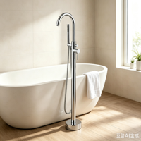 Meilleure vente : Ensemble de douche et mitigeur de baignoire en acier inoxydable, mitigeur de baignoire autoportant à cascade douce à poignée unique pour salle de bain