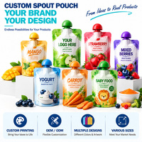 Pochette à bec verseur personnalisée avec capuchon dôme pour purée de fruits et légumes, yaourt, aliments pour bébés, anti-humidité, multi-saveurs, refermable, à ouverture facile