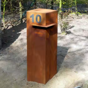 Boîte aux lettres en acier corten, décorations de jardin en métal - Product Image 2