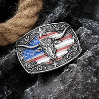 Boucle de ceinture en alliage de zinc 40 mm, motif tête de taureau occidentale en relief 3D, pour ceintures en cuir de cowboy et cowgirl, logo personnalisé, usine OEM