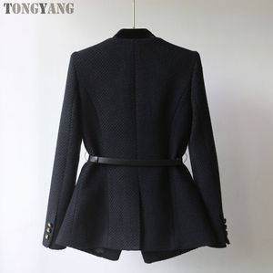 TONGYANG Stand-up Collar <strong>Coat</strong> 2025 Autumn New Fashion Long <strong>Waist</strong> Slim <strong>Coat</strong> Small Fragrance Shoulder <strong>Women's</strong> Clothing. - Product Image 4