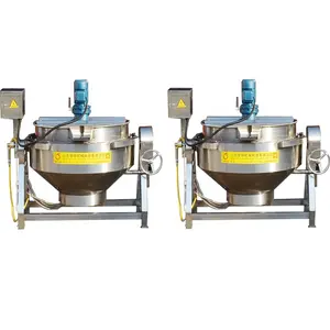 Industrial sanitary stainless steel steam jacketed cooker mixer tank kettle