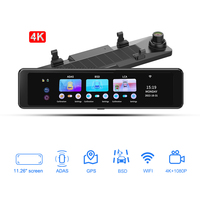 Nouvelle tendance 4K HD double objectif caméra de recul de voiture Vision nocturne GPS écran tactile multimédia Streaming enregistreur vidéo voiture boîte noire