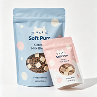 Sachet personnalisé imprimé à soufflets latéraux pour aliments pour animaux, en aluminium, refermable avec fermeture éclair, haute barrière, pour chiens et chats