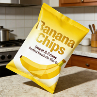 Sacs d'emballage pour snacks en plastique alimentaire en aluminium imprimé sur mesure, sacs scellés à l'arrière pour chips de pommes de terre, chips de bananes, snacks