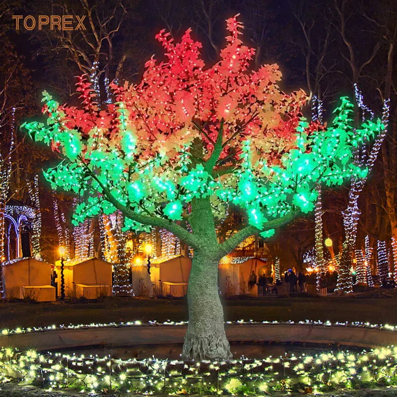 휴일 조경 점화 풀그릴 색깔 변화 춤 음악 led 크리스마스 인공적인 은행 나무 빛