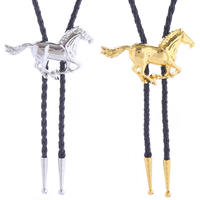 En gros Western Cowboy Style Galopant Cheval Forme Métal Bolo Cravate Collier en Stock Sud-Ouest Mode Pays En Cuir Bolo Cravate