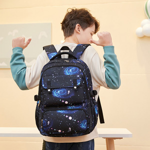 Zaino Scolastico per Bambini <span class=keywords><strong>Space</strong></span>, Impermeabile in Nylon con Chiusura a Cerniera, 20-36L, Motivo Geometrico, Schienale Ergonomico, con Scomparto Pranzo - Product Image 3