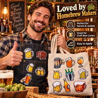 Lot de patchs brodés pour amateurs de bière, motifs tasses, fûts, bouteilles, barres, à thermocoller ou à coudre, pour loisirs créatifs, cadeaux et décoration