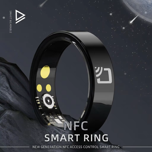 Ceramic Smart Ring with Blood Oxygen Monitoring Fitness Tracking Sleep Analysis NFC Access Control Waterproof for Android/iOS