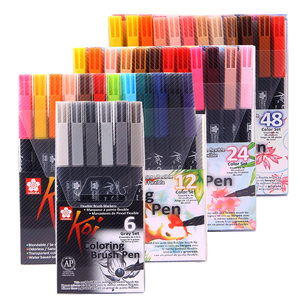 <span class=keywords><strong>Sakura</strong></span> <span class=keywords><strong>Koi</strong></span> ปากกาพู่กันระบายสี XBR 6,อุปกรณ์ปากกาสีหัวแปรงแบบยืดหยุ่นสีเทา/12/24/48สี - Product Image 1