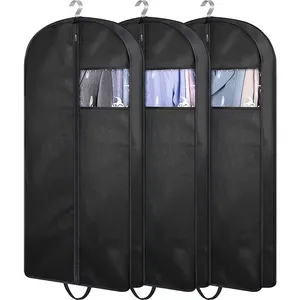 Housse de costume noire personnalisée avec fenêtre transparente, housse de vêtement pliable anti-poussière pour le <span class=keywords><strong>voyage</strong></span> et le rangement - Product Image 2