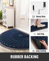Tapis d'Entrée Moderne Antidérapant en Demi-Cercle, Absorbant l'Eau, Tapis de Sol Extérieur en Caoutchouc, Amorti et Lavable pour Usage Domestique, Hôtelier et de Bureau