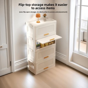 Armoire de rangement pliable sans installation, design minimaliste, 6 niveaux avec tiroirs, pour chambre et cuisine, en plastique, idéale pour <span class=keywords><strong>maison</strong></span> de <span class=keywords><strong>location</strong></span> - Product Image 5