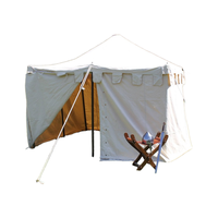 16 mq. Tenda Quadrata Impermeabile in Tela di Cotone Resistente 4m X 4m con Pali in Alluminio Alti 3,5m per Rievocazioni Medievali all'Aperto