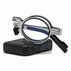 Lunettes de lecture pour hommes et femmes, pliables, monture en métal, lunettes presbyopes avec boîte, anti-lumière bleue, lunettes de lecture +1.0 - 4.0 - Product Image 2