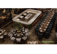 Conception graphique d'intérieur pour hôtel de luxe, restaurant, bar moderne, concept de comptoir, ensemble de mobilier de salle à manger personnalisé pour restaurant