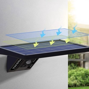 Lampe murale solaire Mono Si, cellule solaire LED, résistante à l'eau, éclairage extérieur pour jardin, étanche, installation sans perçage - Product Image 1