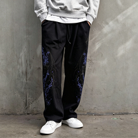 Pantalon de survêtement gothique pour homme, imprimé sur le côté, taille élastique avec cordon de serrage, coupe large et droite, style Y2K Hip Hop Streetwear décontracté