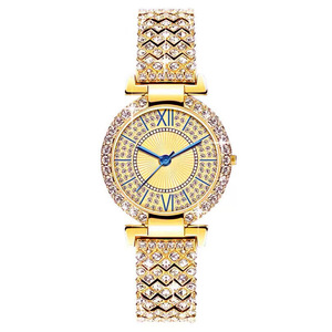Reloj Popular para Mujer con Correa de Cristal de Cuarzo y Diamantes, Acero Inoxidable, Resistente al Agua 3BAR - Product Image 1