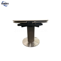 Table à manger transformable, extensible et pliable de style nordique JINRUISHENGDA avec plateau en pierre ovale pour petit appartement
