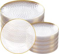 Assiettes de table en plastique doré martelé, robustes, avec bord doré, jetables, pour mariages, fêtes et événements